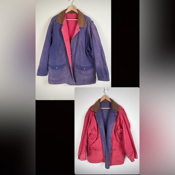 Classic Vintage GAP Canvas Reversible 90s Barn Coat Red Blue Oversized Large - Picture 1 of 16